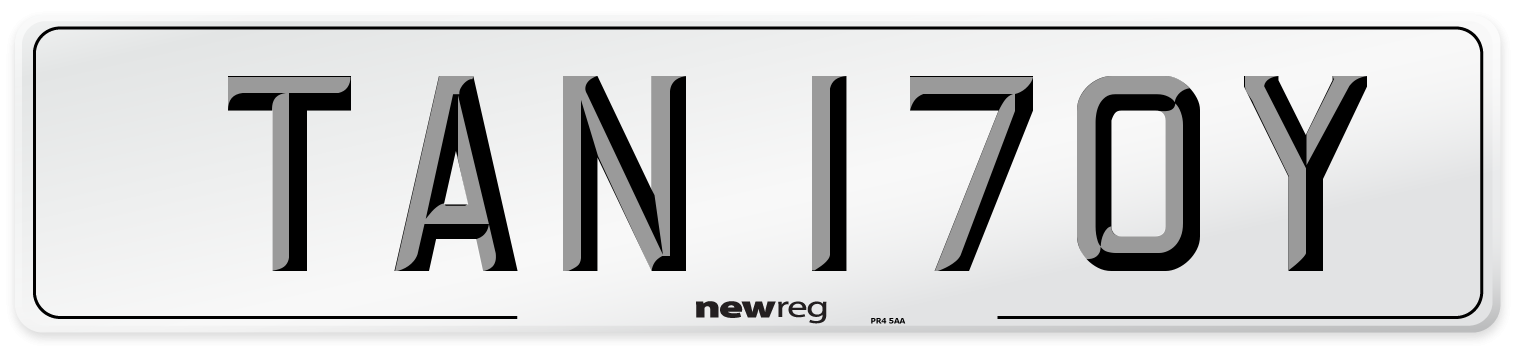 TAN 170Y Number Plate from New Reg